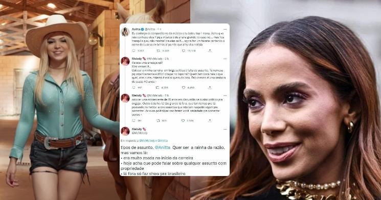 Melody responde provocação de Anitta e detona militante de Lula no Twitter