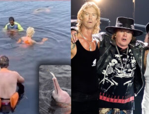 Baixista do Guns N' Roses, Duff McKagan nada com os botos-cor-de-rosa no Amazonas; veja vídeo