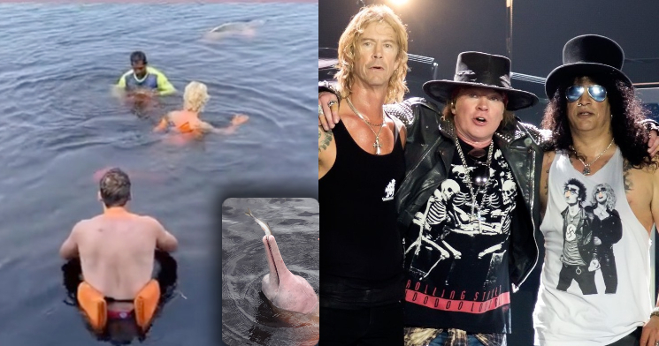 Baixista do Guns N' Roses, Duff McKagan nada com os botos-cor-de-rosa no Amazonas; veja vídeo