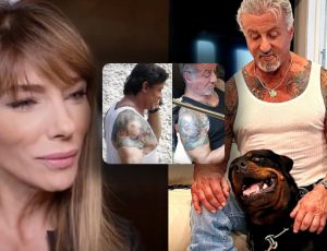 Trocada pelo cachorro: após divórcio, Stallone cobre tatuagem do rosto da mulher com cão que motivou briga