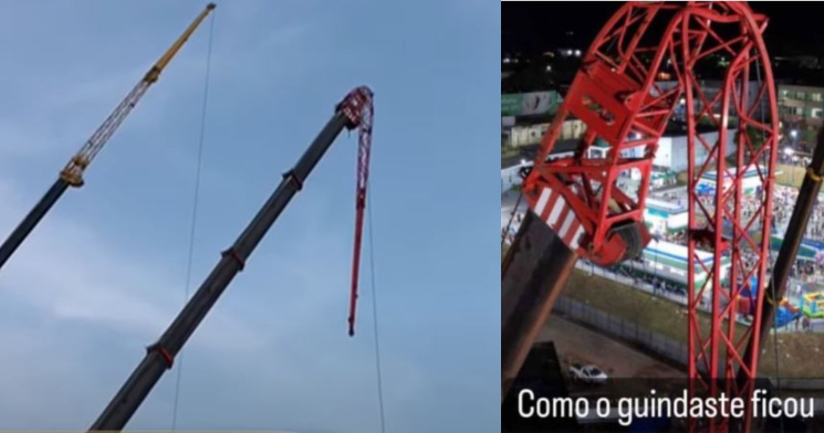 Guindaste que entortou e fez alegoria cair com cirandeiros no Festival de Manacapuru vai passar por perícia