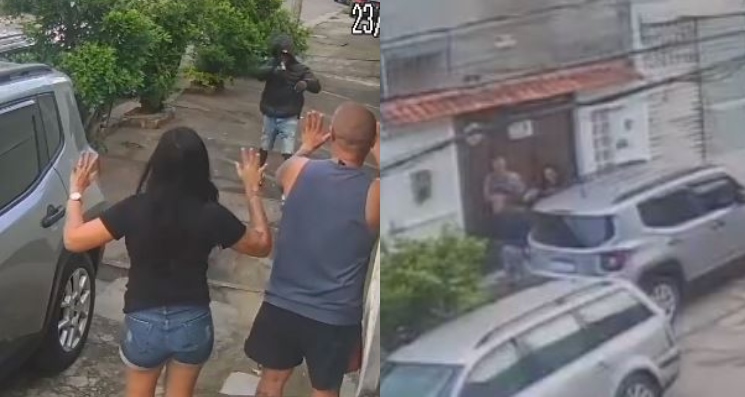 Revoltante: casal é assaltado na porta de casa e bandido lava carro; veja vídeo