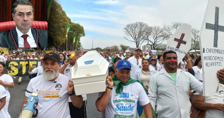 Enfermeiros protestam durante desfile em Brasília: ‘Barroso, a culpa é sua’; veja vídeo