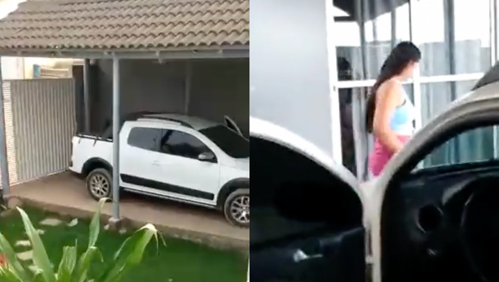 Pendurado no muro, homem flagra esposa saindo descabelada e sorridente da casa de seu amigo; veja vídeo