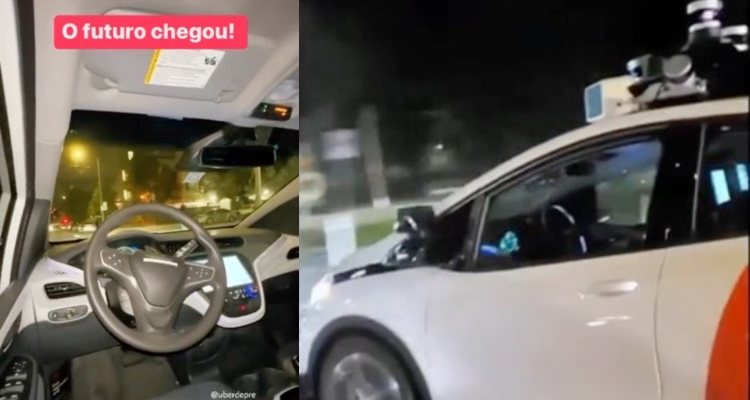 Taxi chega sem motorista e mulher diz que futuro chegou; veja vídeo