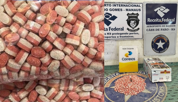 "Encomenda do bagulho": mais de 3 mil comprimidos de ecstasy estavam em caixa sapato vindo de Santa Catarina para Manaus