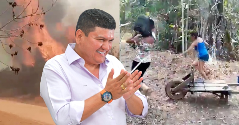 Abandonada pelo prefeito Nathan Macena, população do Careiro se une e luta para apagar incêndio sozinha; veja vídeos