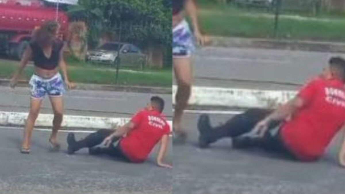 Ladra é flagrada roubando e tenta esf4quear bombeira civil em avenida de Manaus; veja vídeo