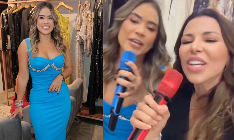 Chiquíssima, primeira-dama Taiana Lima solta a voz em festa realizada em butique de blogueira; veja vídeo