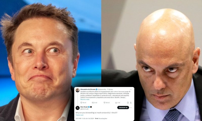 BRONCA ALTA: Alexandre de Moraes inclui Elon Musk em inquérito das milícias digitais após ser questionado