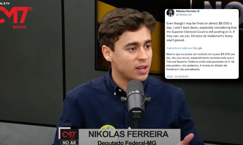 Exclusivo: Nikolas Ferreira afirma no CM7 no Ar: "O Brasil não bloqueia sinal de celular em presídio, mas consegue derrubar o Twitter"