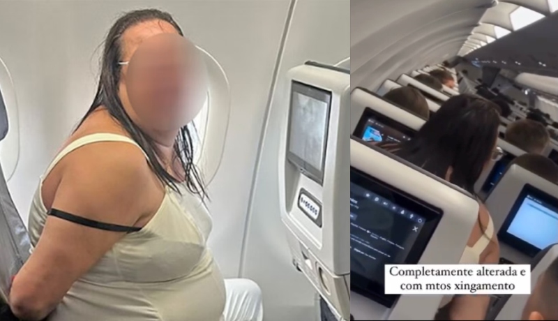 'Se beber, não decole': mulher embriagada surta, c0spe em comissários e diz que avião vai cair; veja vídeo