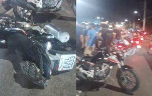 Urgente: mulher sofre gravíssimo acidente de moto na Avenida Torquato Tapajós; veja vídeo
