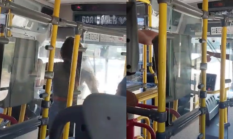 Após ser agredido por 'blindada', motorista de ônibus reage; veja vídeo