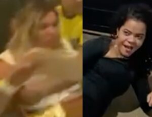 Loira e morena disputam coração de homem casado em banheiro de bar; veja vídeos