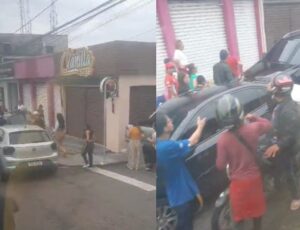 Mãe e filho são atropelados por carro que invadiu a calçada no bairro Dom Pedro; veja vídeo