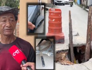 “Carro teve praticamente perda total”, diz idoso que sofreu acidente por causa de buraco da Águas de Manaus; veja vídeo