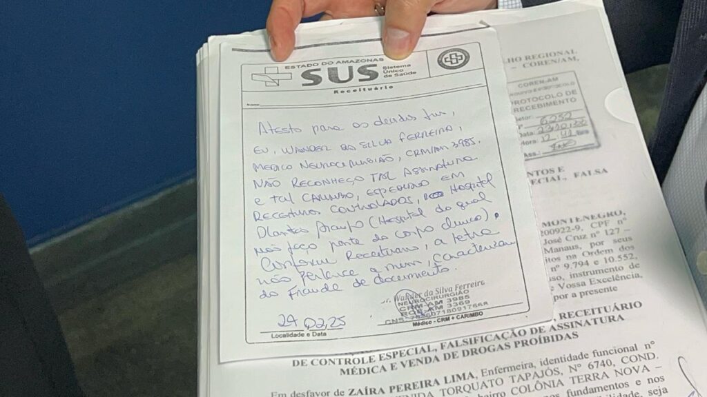 Enfermeira é acusada de desviar remédios e falsificar assinaturas de médicos em Manaus 2 WhatsApp Image 2025 03 23 at 21.31.20