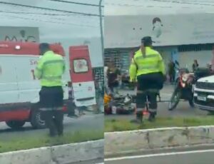 Acidente de moto na avenida Jacira Reis deixa piloto ferido em Manaus; veja vídeo