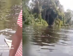 Corp0 boiando em rio de Jutaí é encontrado por crianças; veja vídeo