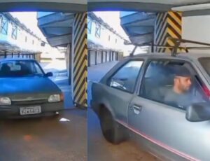 "Levaram até os consolos": 'taradões' assaltam motel e usam carro para estourar portão; veja vídeo