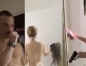 Travestis brincam com arma de policial após realizarem orgia em Motel; veja vídeo