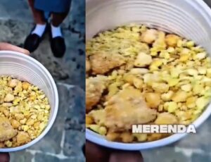 Denúncia: farinha com ovo requentado é servido como única opção de merenda para alunos em Colégio Estadual de Manaus; veja vídeo