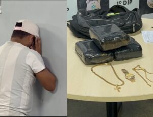 Homem que veio de Benjamin Constant para Manaus é preso com drogas e joias na saída de Ferry Boat; veja vídeo