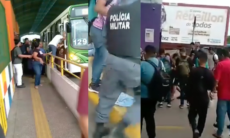 Vulgo "Mão Leve" recebe lição da população no Terminal 2, em Manaus; veja vídeo