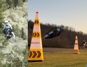 O futuro chegou: empresa Volonaut fabrica motos voadoras inspiradas em Star Wars e cria corrida com carros voadores; veja vídeo