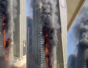Prédio 67 andares pega fogo em Dubai e milhares de pessoas são evacuadas; veja vídeo