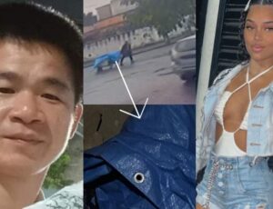 Veja o momento em que vendedor de yakisoba lava lona usada para cobrir corpo de jovem jogada aos cães; vídeo