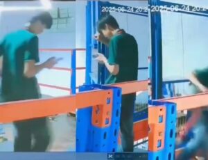Alerta: vício no celular faz jovem aprendiz sofrer acidente gravíssimo em elevador de fábrica; veja vídeo