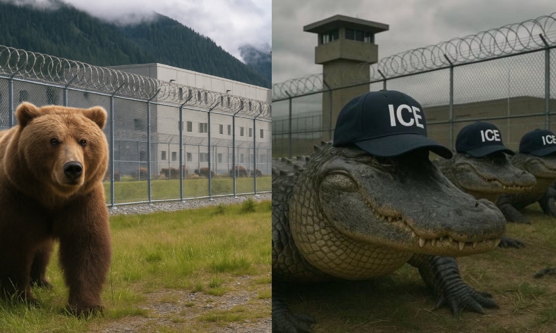 Alasca quer construir 'Alcatraz dos Ursos' para imigrantes após Flórida inaugurar prisão cercada de jacarés