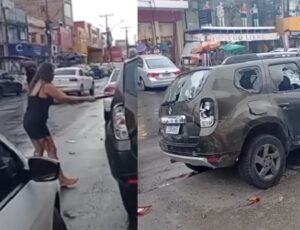 "Ela não vai passear com você!": mulher furiosa destrói carro do marido após descobrir traição; veja vídeo