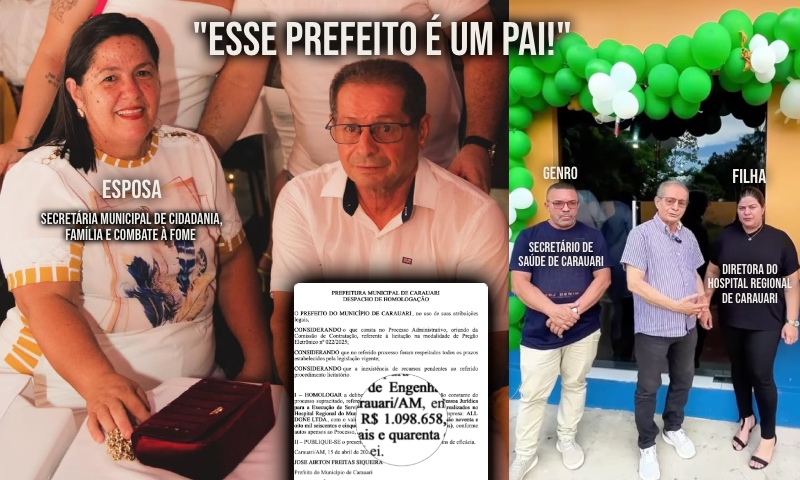 Prefeito Airton Siqueira transforma Saúde de Carauari em “negócio de família”; veja