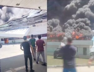 "Minha empresa pegou fogo!": vídeo mostra desespero de trabalhadores da fábrica em chamas no Distrito Industrial; veja