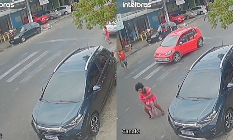 "Atenção pais!": carro consegue frear a tempo e evita tragédia com criança no Educandos; veja vídeo