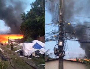Incêndio em galpão de recicláveis assusta moradores no Val Paraíso; veja vídeo
