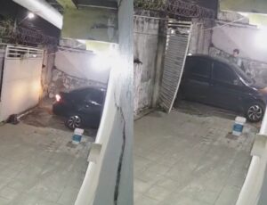 Assalto revoltante no Japiim: bandido armado rouba carro de família que estava entrando na garagem; veja vídeo