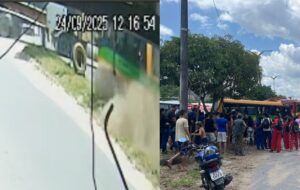 Veja o momento do acidente entre 'Amarelinho' em alta velocidade e caçamba em Manaus; vídeo