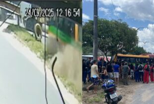 Veja o momento do acidente entre 'Amarelinho' em alta velocidade e caçamba em Manaus; vídeo