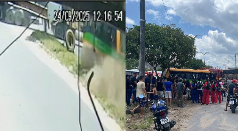 Veja o momento do acidente entre 'Amarelinho' em alta velocidade e caçamba em Manaus; vídeo