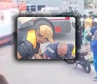 Grave ac1dente entre caminhão e motocicleta deixa casal ferido no Novo Aleixo; veja vídeo