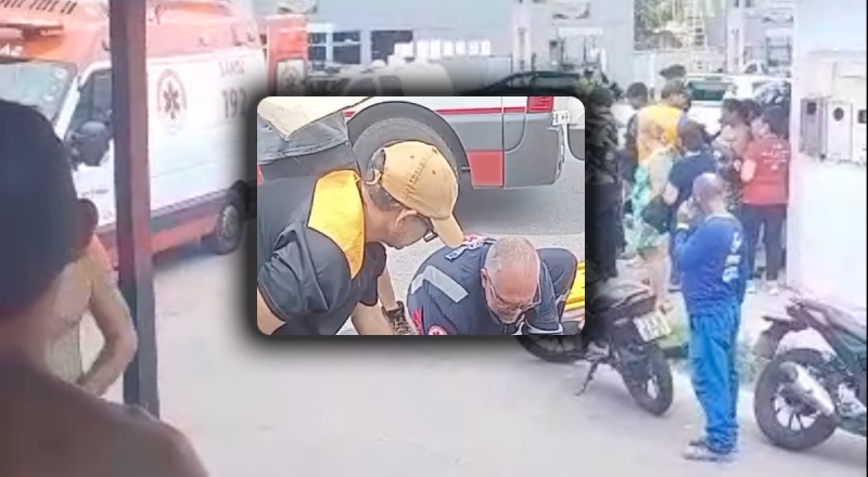 Grave ac1dente entre caminhão e motocicleta deixa casal ferido no Novo Aleixo; veja vídeo