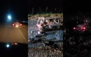 Tudo filmado: motorista bêbado do Fusca atinge jovens em uma moto após fazer zigue-zague na estrada; veja vídeo