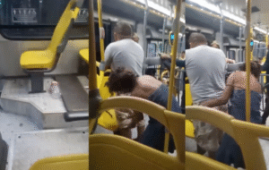 Moradora de rua tenta roubar passageiro dentro de ônibus em Manaus e ninguém faz nada; veja vídeo